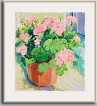 GERANIUMS IN A POT 2007 acrylic/paper 24.5" x 22"